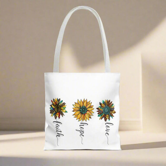 Love, Hope, Faith: Personalized Christian Tote Bag