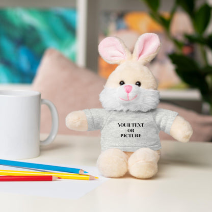 Soft bunny plushie with customizable t-shirt