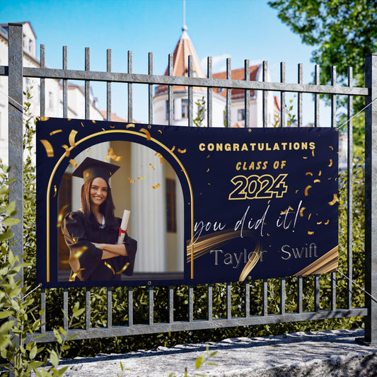 Custom Graduation Vinyl Banners | Personalized with Name & Year.