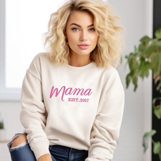 Embroidered Mama Sweatshirt - Cozy Comfort for Busy Moms - Perfect Mother's Day Gift