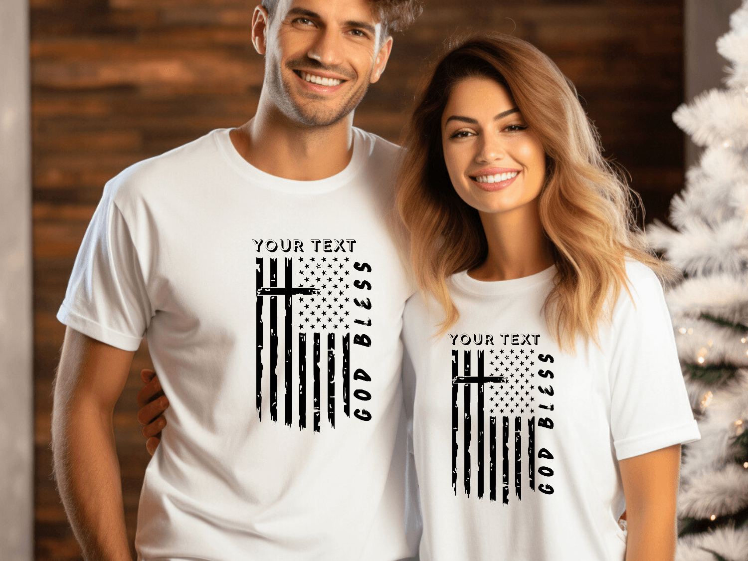 God Bless USA Flag T-Shirt with cross Media of 2