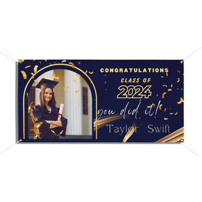 Custom Graduation Vinyl Banners | Personalized with Name & Year.