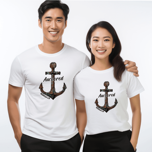 Anchored, with Crew Neck Unisex Tee - Sukmit CreationAnchored, with Crew Neck Unisex Tee