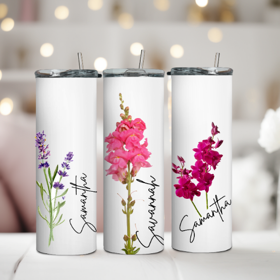 Custome Name Tumblers with Flower