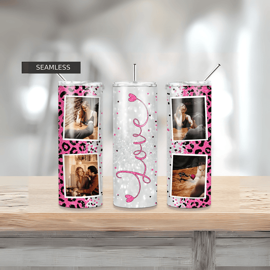 Love  Personalized 4-Photo Tumbler 20 oz straight Tumbler, Forever in Our Hearts