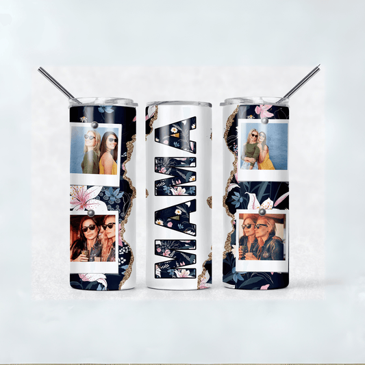 Personalized MAMA 20oz Skiny Tumbler - 4 Photo Customization | Unique Gift Idea