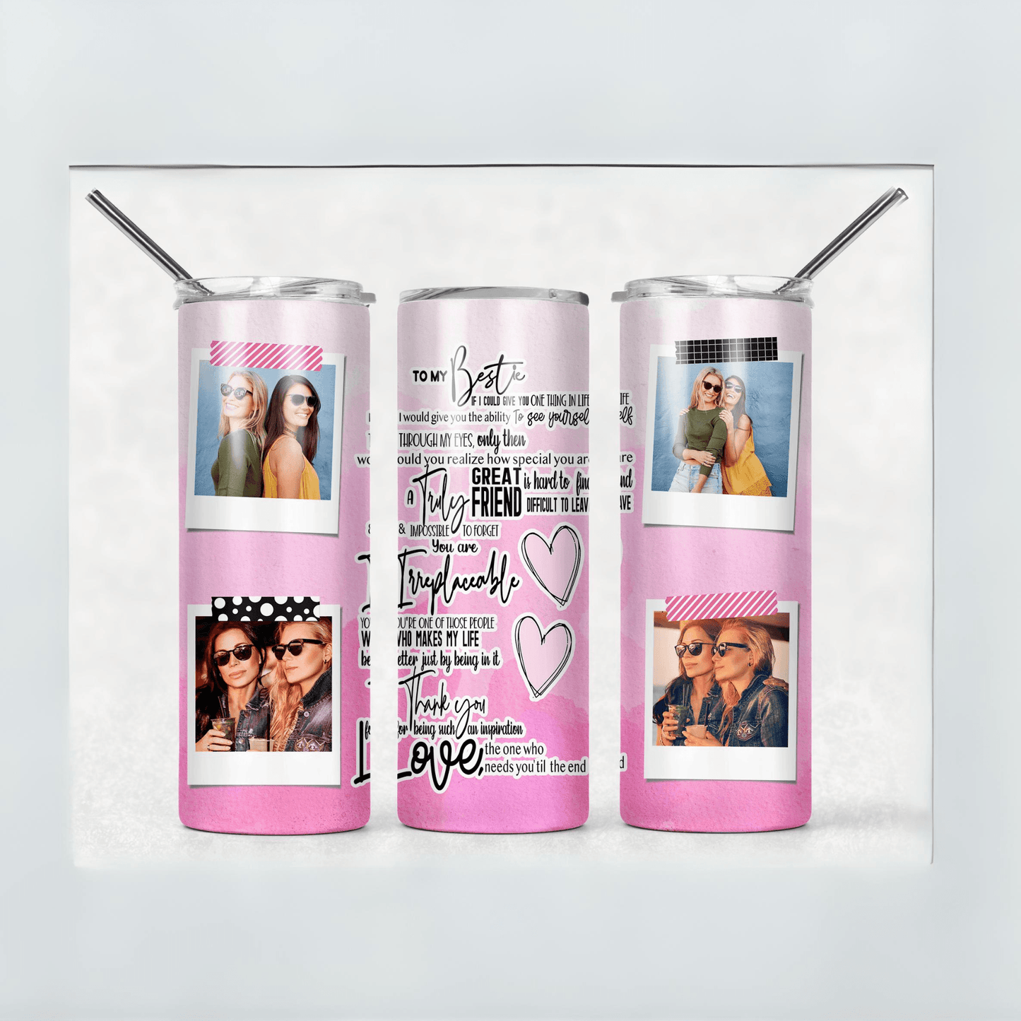 BEST FRIEND 4 photo customize 20 oz straight Tumbler - Sukmit CreationBEST FRIEND 4 photo customize 20 oz straight Tumbler