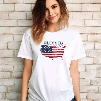 Blessed 4th July American Map T - Shirt - Sukmit CreationBlessed 4th July American Map T - Shirt