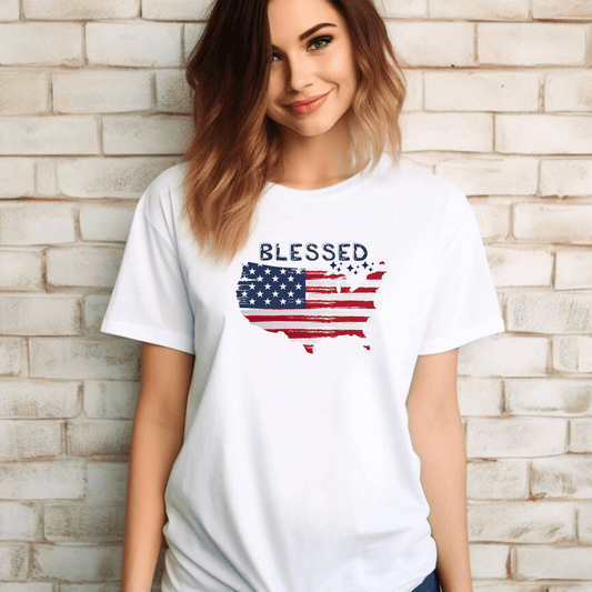 Blessed 4th July American Map T - Shirt - Sukmit CreationBlessed 4th July American Map T - Shirt