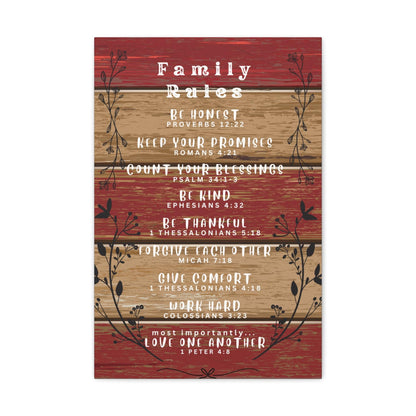 Christian Family Rules Canvas Print