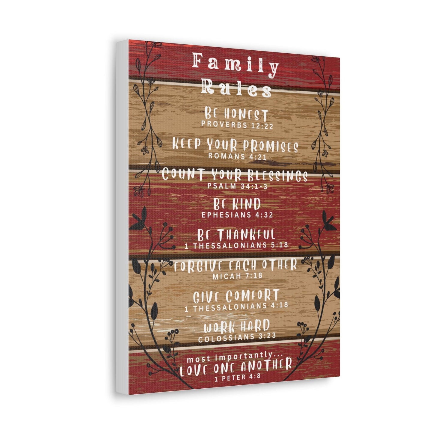 Christian Family Rules Canvas Print