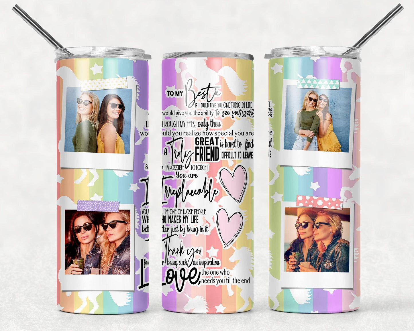 BEST FRIEND 4 photo customize 20 oz straight Tumbler - Sukmit CreationBEST FRIEND 4 photo customize 20 oz straight Tumbler