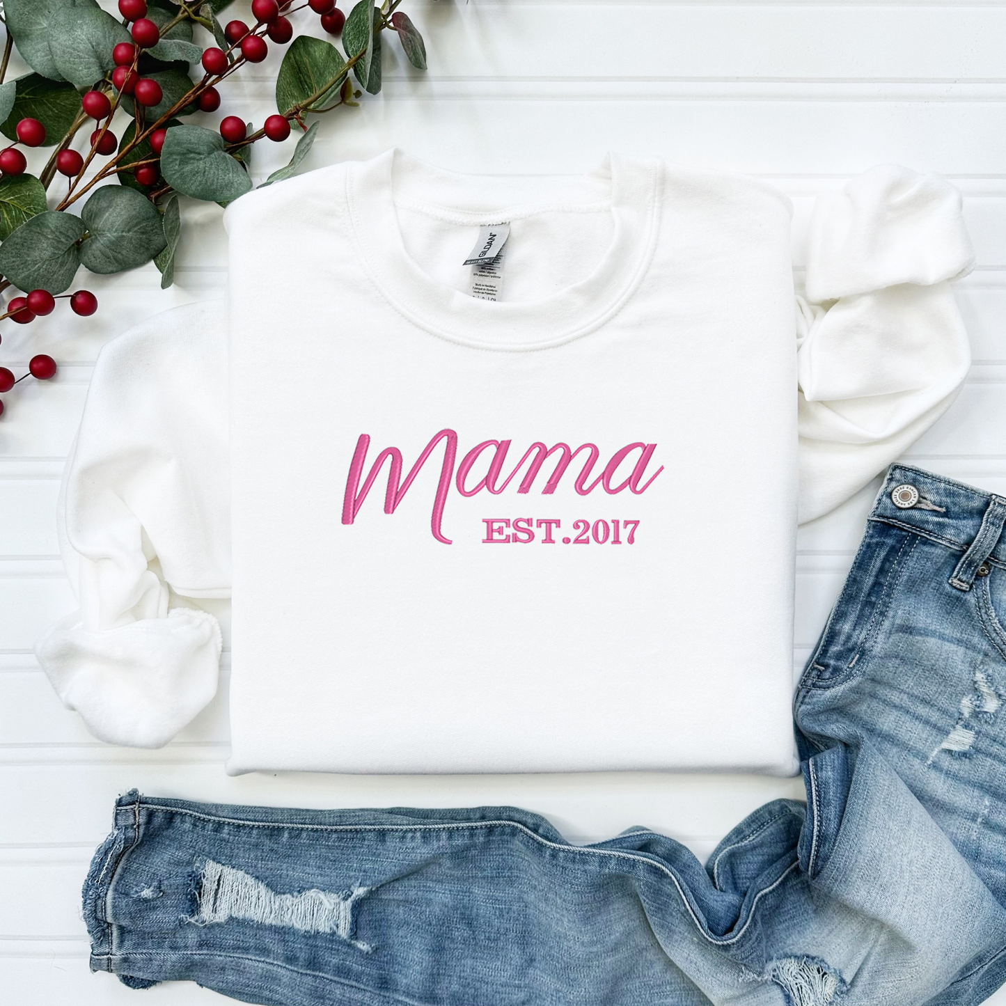 Mama Sweatshirt embroidered folds 