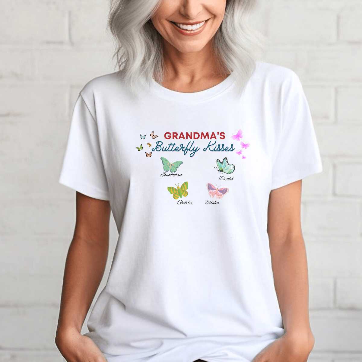  Grandma's Butterfly Kisses Personalized T-Shirt 1st 