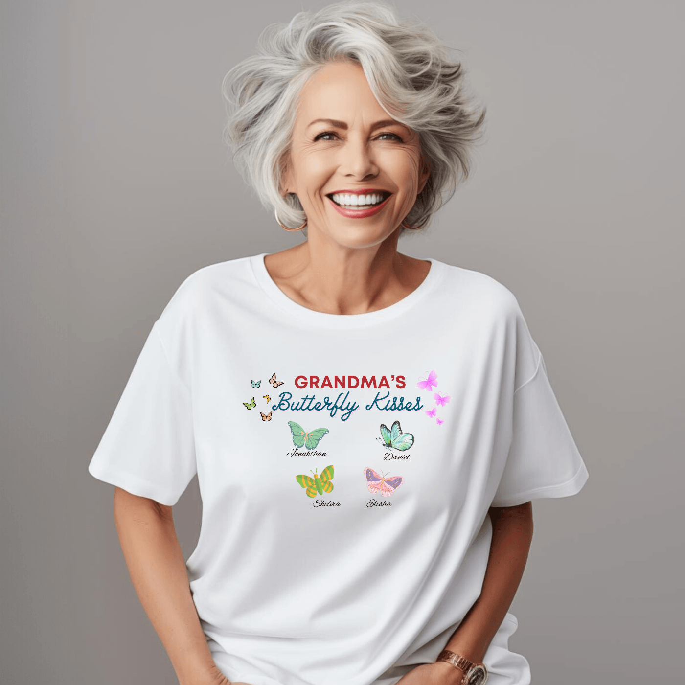  Grandma's Butterfly Kisses Personalized T-Shirt 2nd