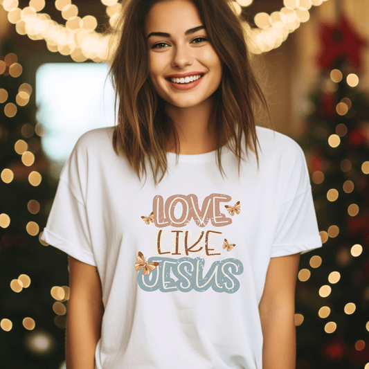 Love Like Jesus' Design on Soft White Cotton