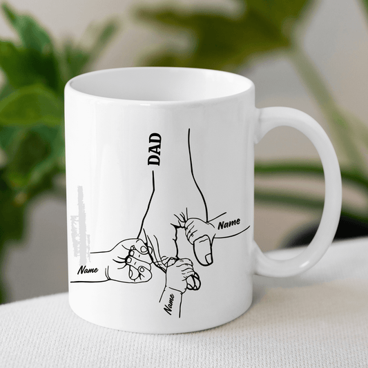 Personalized Father and Children Hand in Hand Mug - 11oz Ceramic