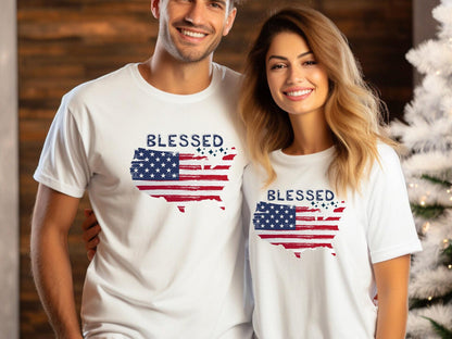 Blessed 4th July American Map T - Shirt - Sukmit CreationBlessed 4th July American Map T - Shirt