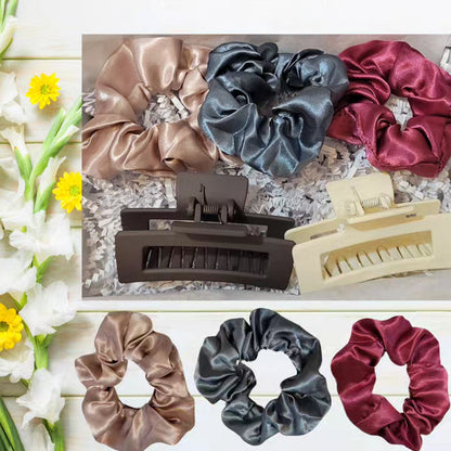 5-Pack Set, Claw Clip+ Silk Scrunchy Hair Accessory Variety Package Set of 5 ribbon